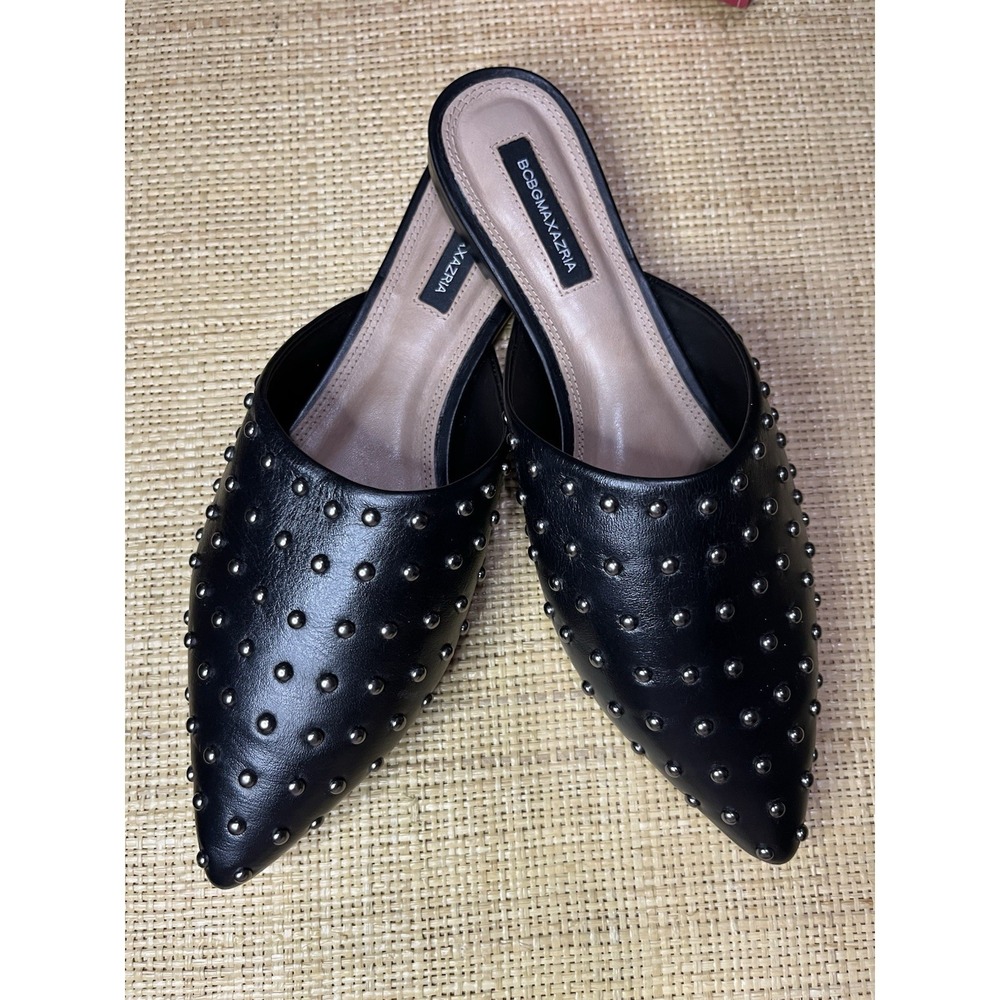 BCBGMAXAZRIA Size 8 Black Slip On Mules